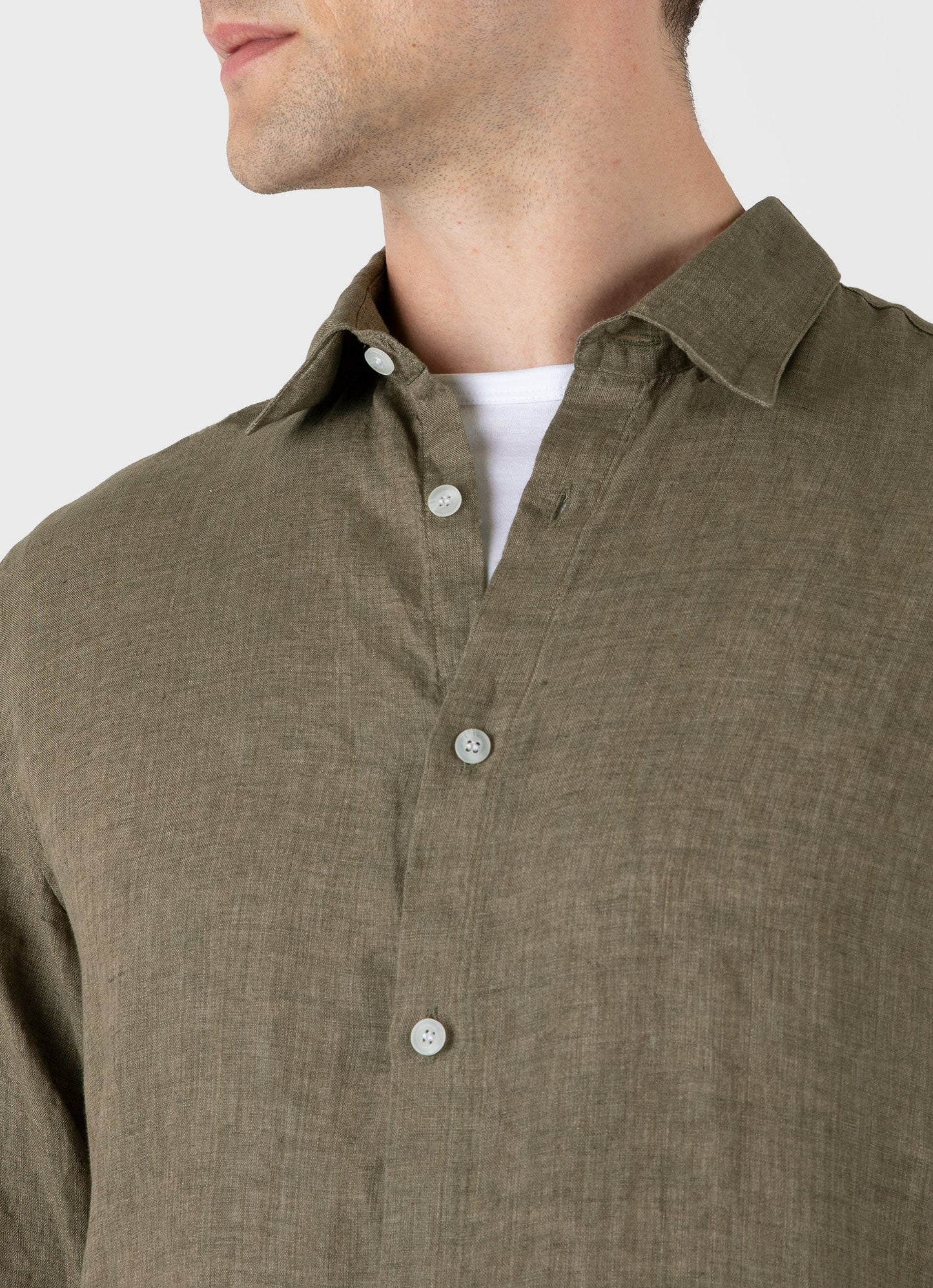 Mens Linen Shirt In Khaki Msht2061 Gnid