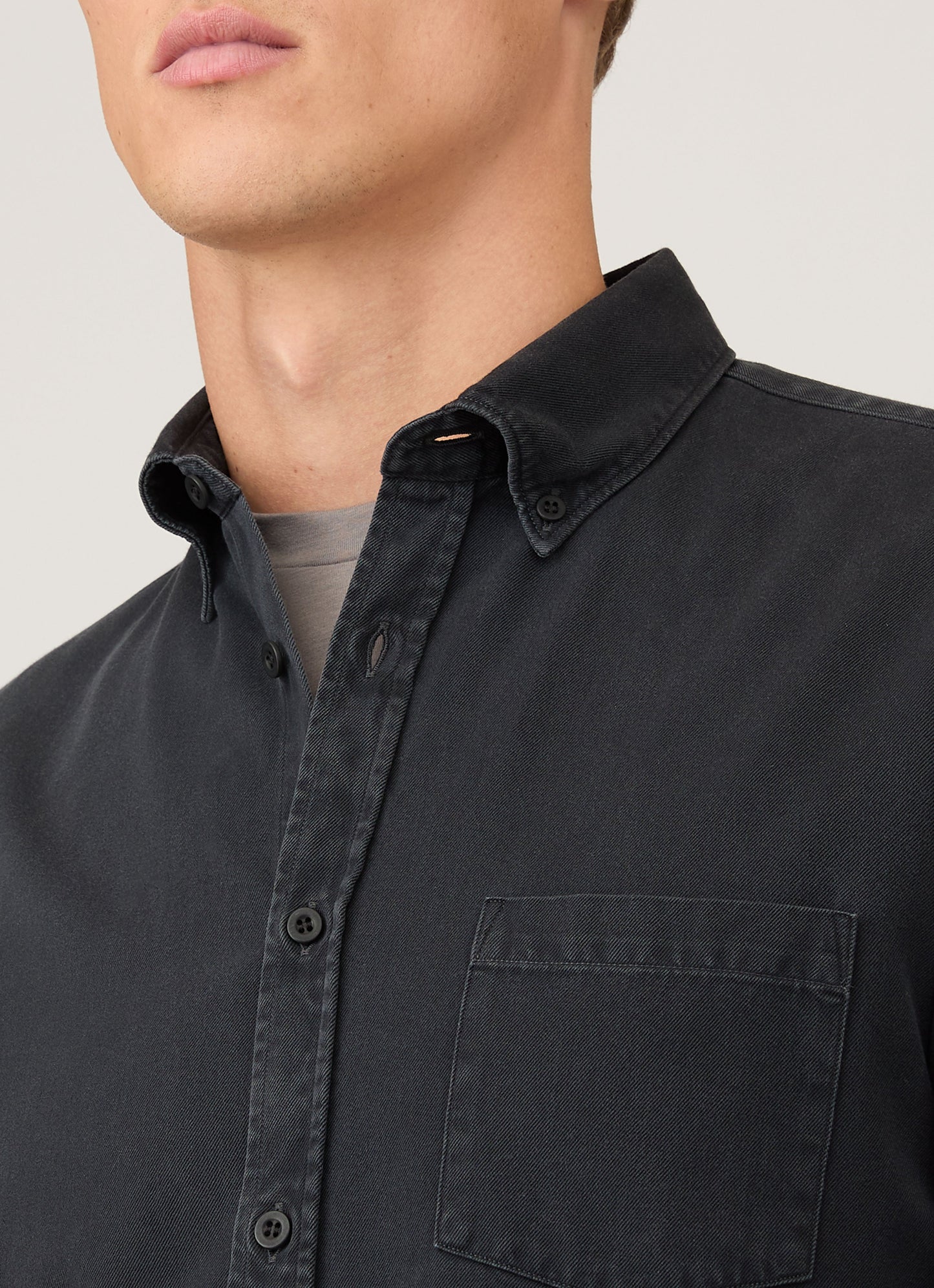 Mens Button Down Twill Shirt In Black Msht2134 Bkbh
