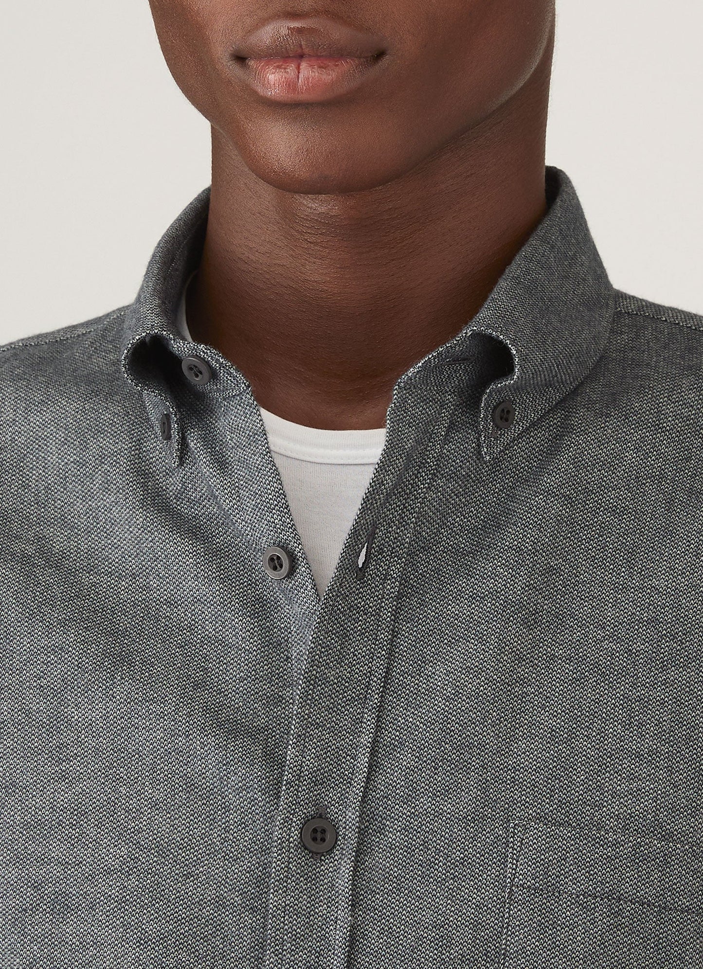 Mens Brushed Cotton Shirt In Charcoal Melange Msht2135 Gyad