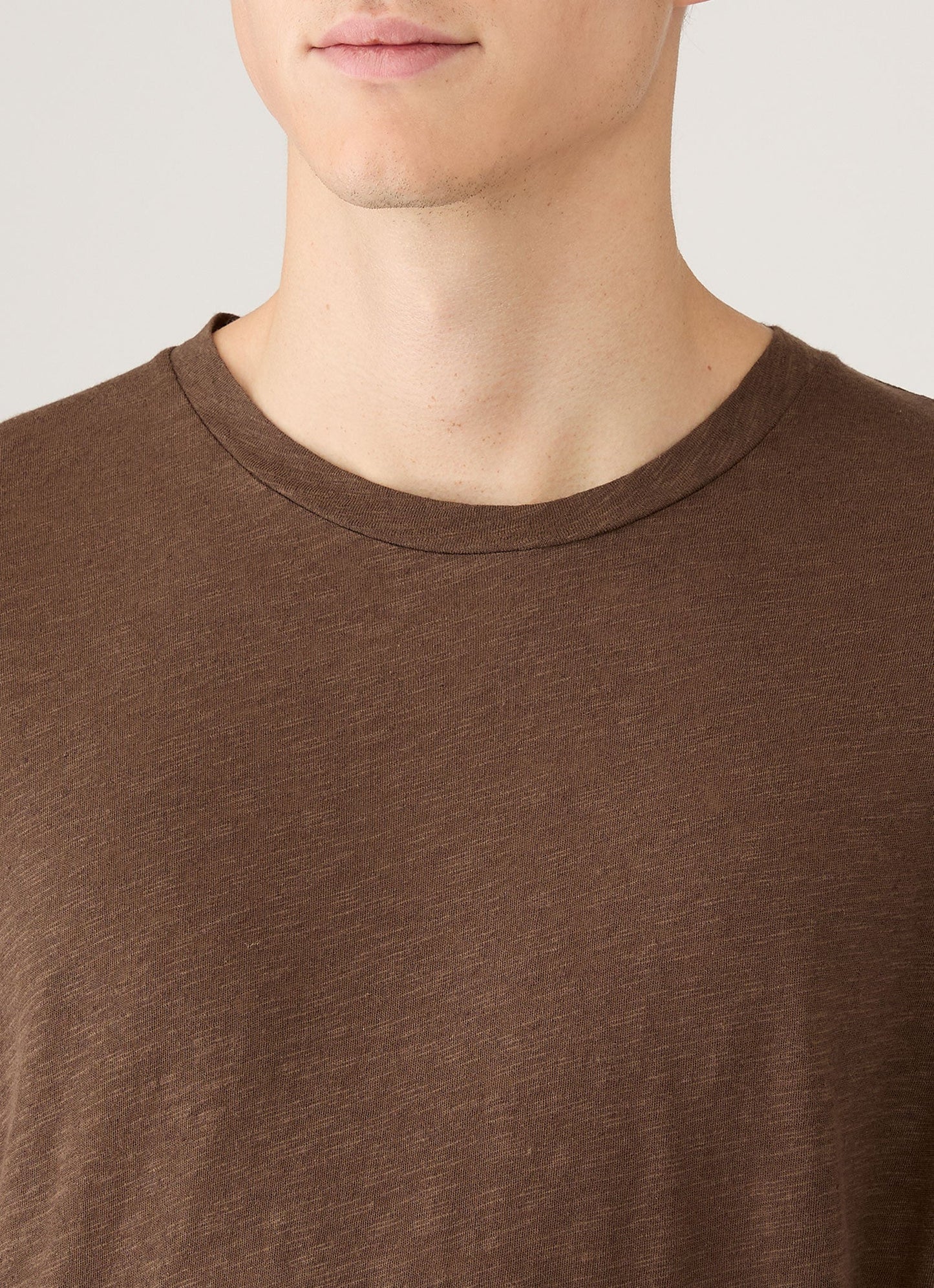 Mens Cotton Linen Tshirt In Dark Walnut Mtsh0192 Brgw