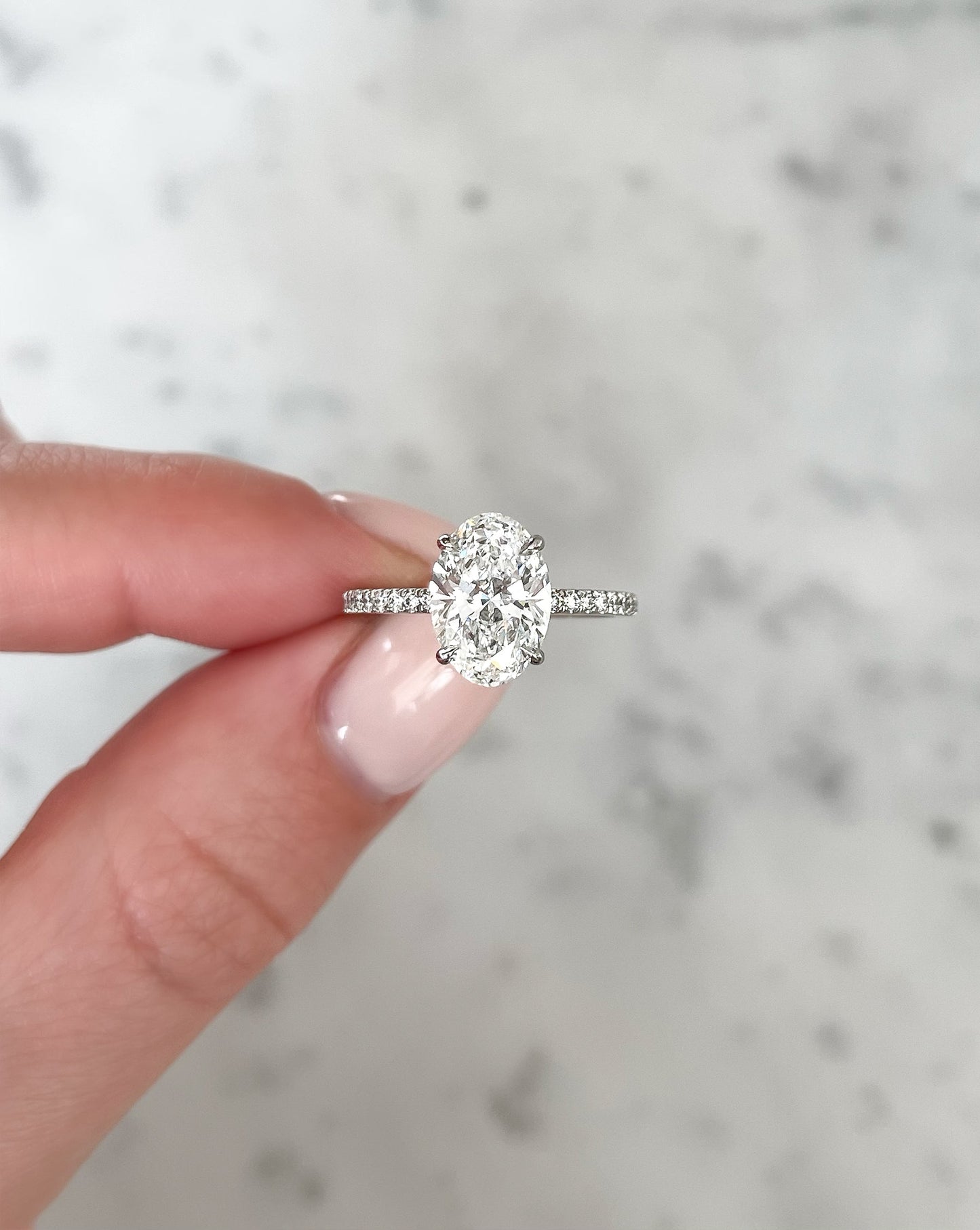 3.39 Oval Lab Diamond in Whisper Thin® with Pavé