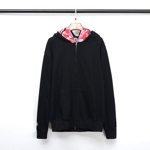 Bathing Ape Hoodie Fall/Winter Double Hood Camouflage Shark Head Zipper Fleece Padded Coat Sweatshirt