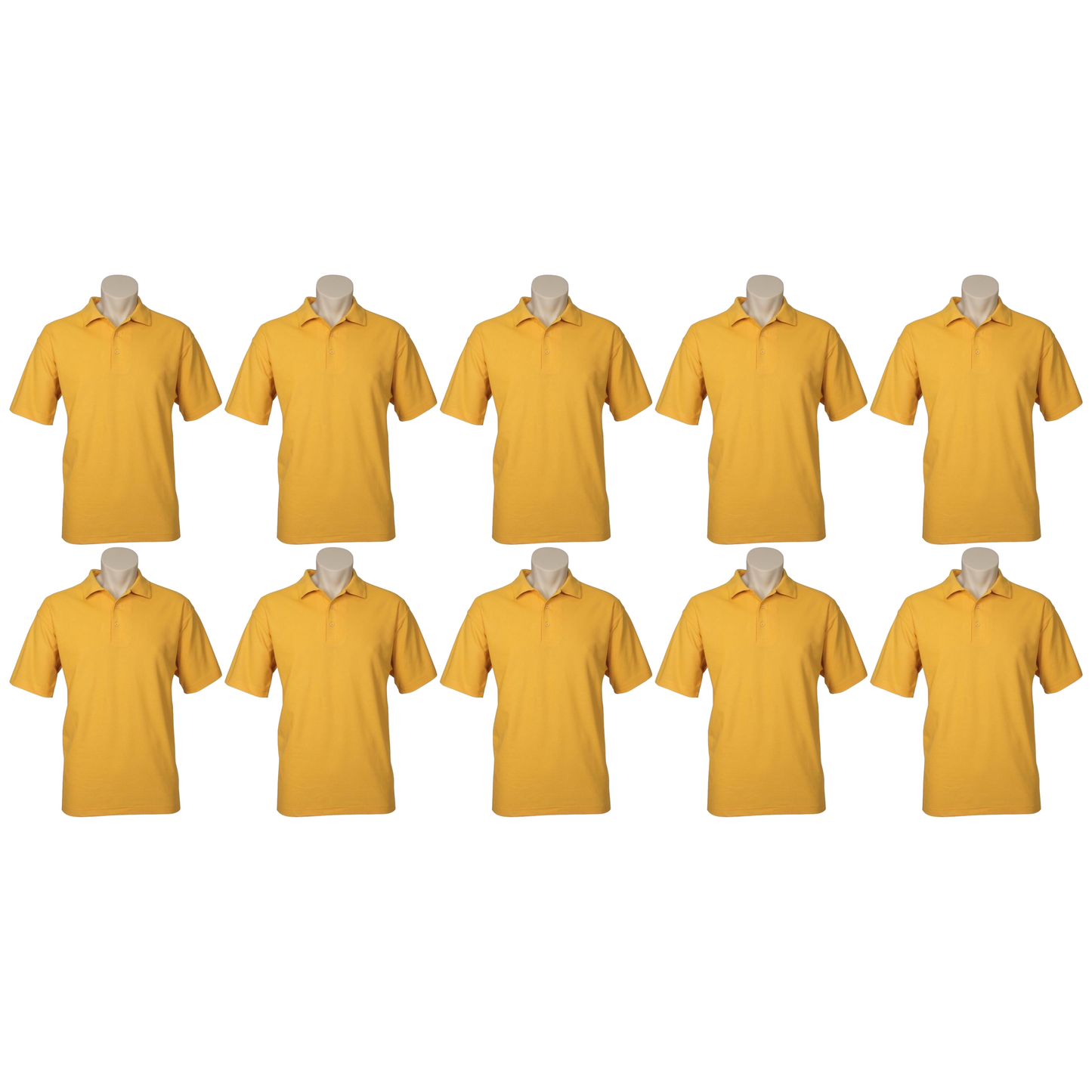 10X Mens Plain Short Sleeve Polo Shirt Bulk Pack Yellow Pique Knit Casual T Shirt