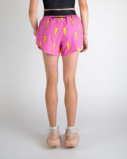 Women's Pink Bolts 4" Split Shorts
