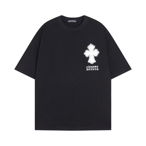 Chrome Heart T Shirts Croix Cross Leather Printed Short Sleeve T-Shirt