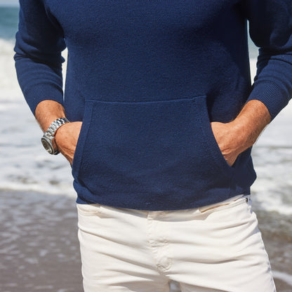 Napoli Pocket Quarter Zip Wool Sweater Navy