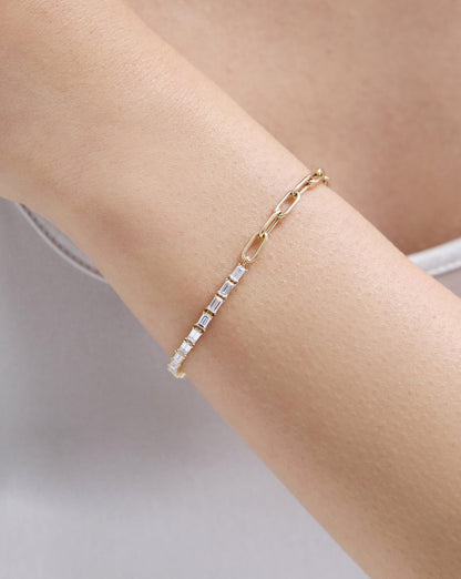 Baguette Lab Diamond Tennis Chain Bracelet