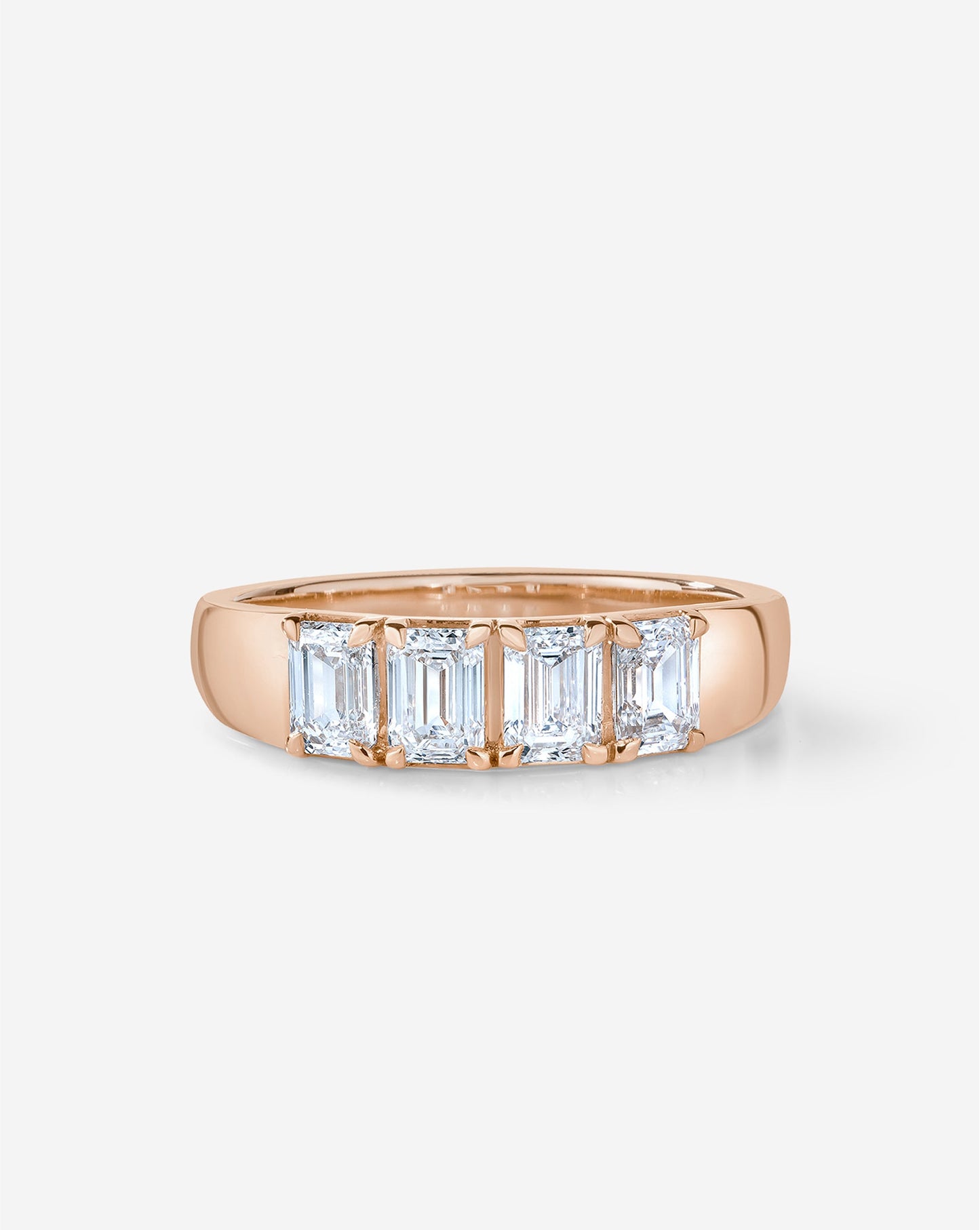 4-Stone Emerald Diamond Wedding Band