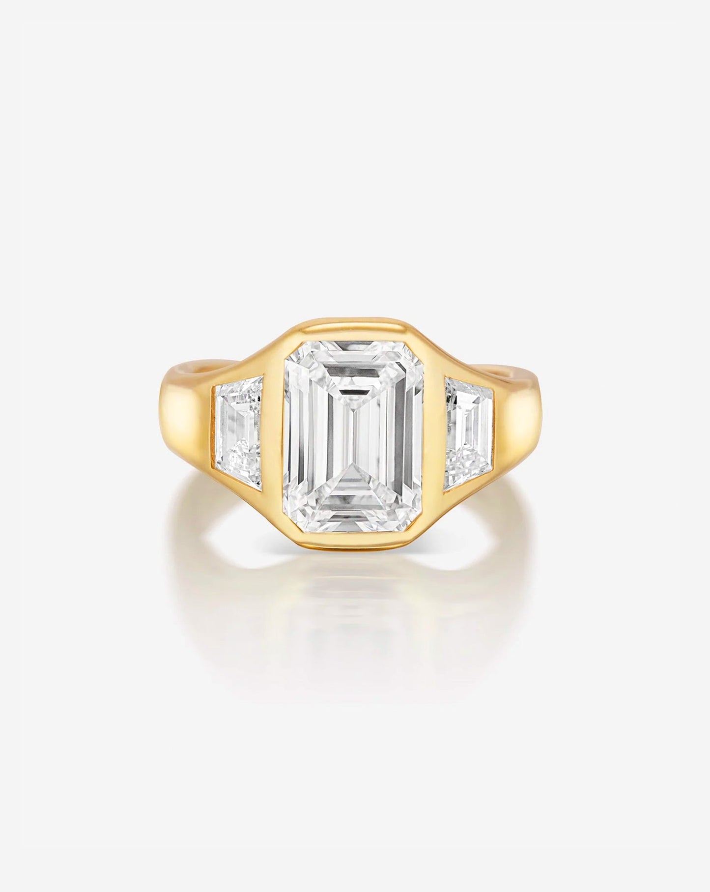 3.03 Emerald Lab Diamond in Trinity Bezel