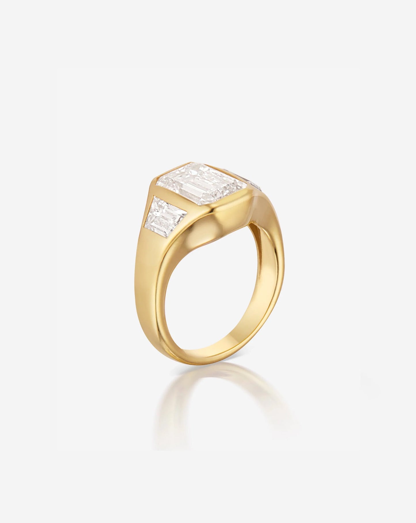 3.03 Emerald Lab Diamond in Trinity Bezel