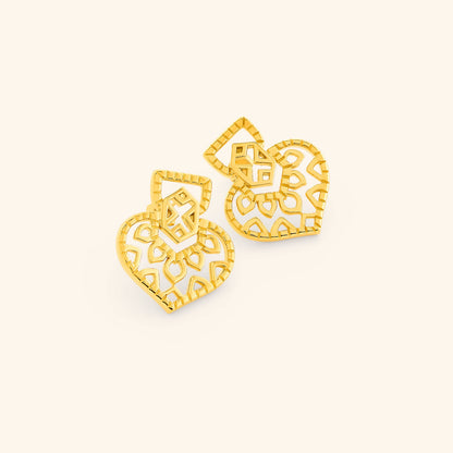 Mehndi Heart Earrings