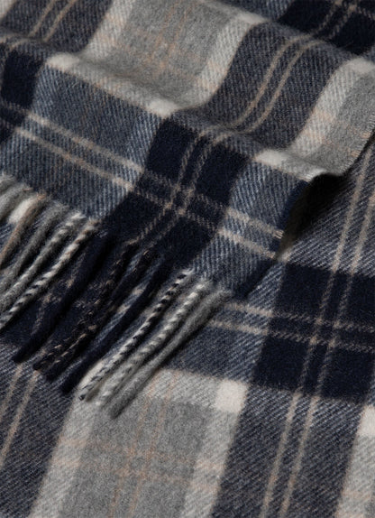 Cashmere Scarf In Navy Check Asca9467 Buwl