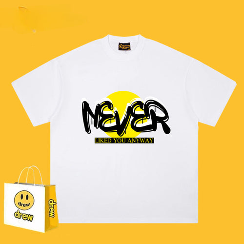 Drew T-shirts Smiley Face Short Sleeve Loose round Neck Short Sleeve