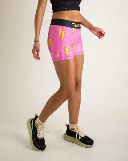 Women's Pink Bolts 3" Compression Shorts