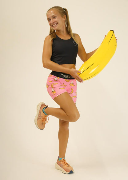 Women's Pink Bananas 3" Compression Shorts