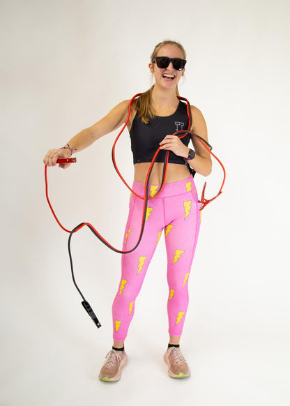 Women's Pink Bolts Leggings