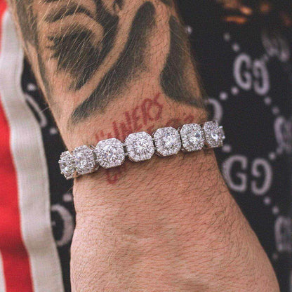 Clustered Tennis Bracelet in White Gold-12mm