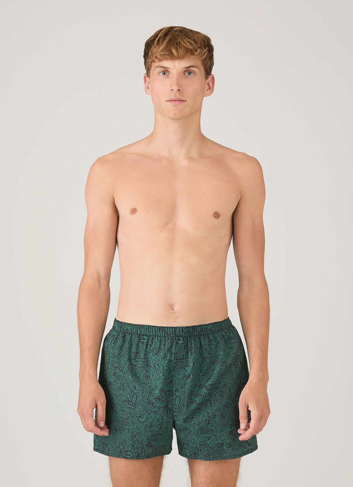 Mens Classic Boxer Shorts In Liberty Fabric In Steel Green Bloom Mbox4701L Gnje