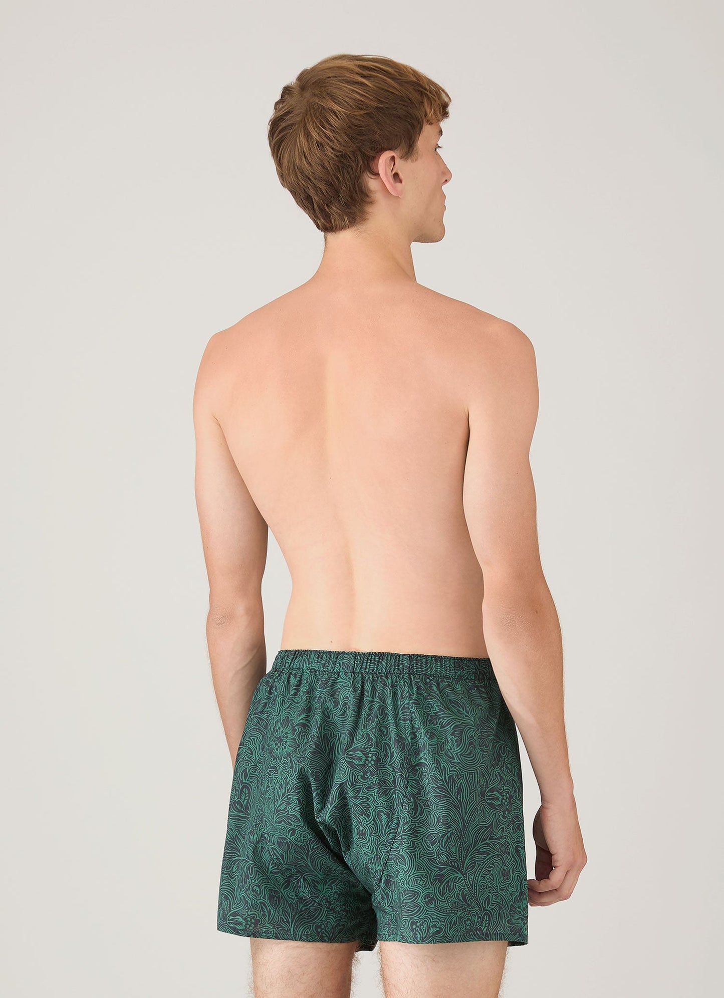 Mens Classic Boxer Shorts In Liberty Fabric In Steel Green Bloom Mbox4701L Gnje
