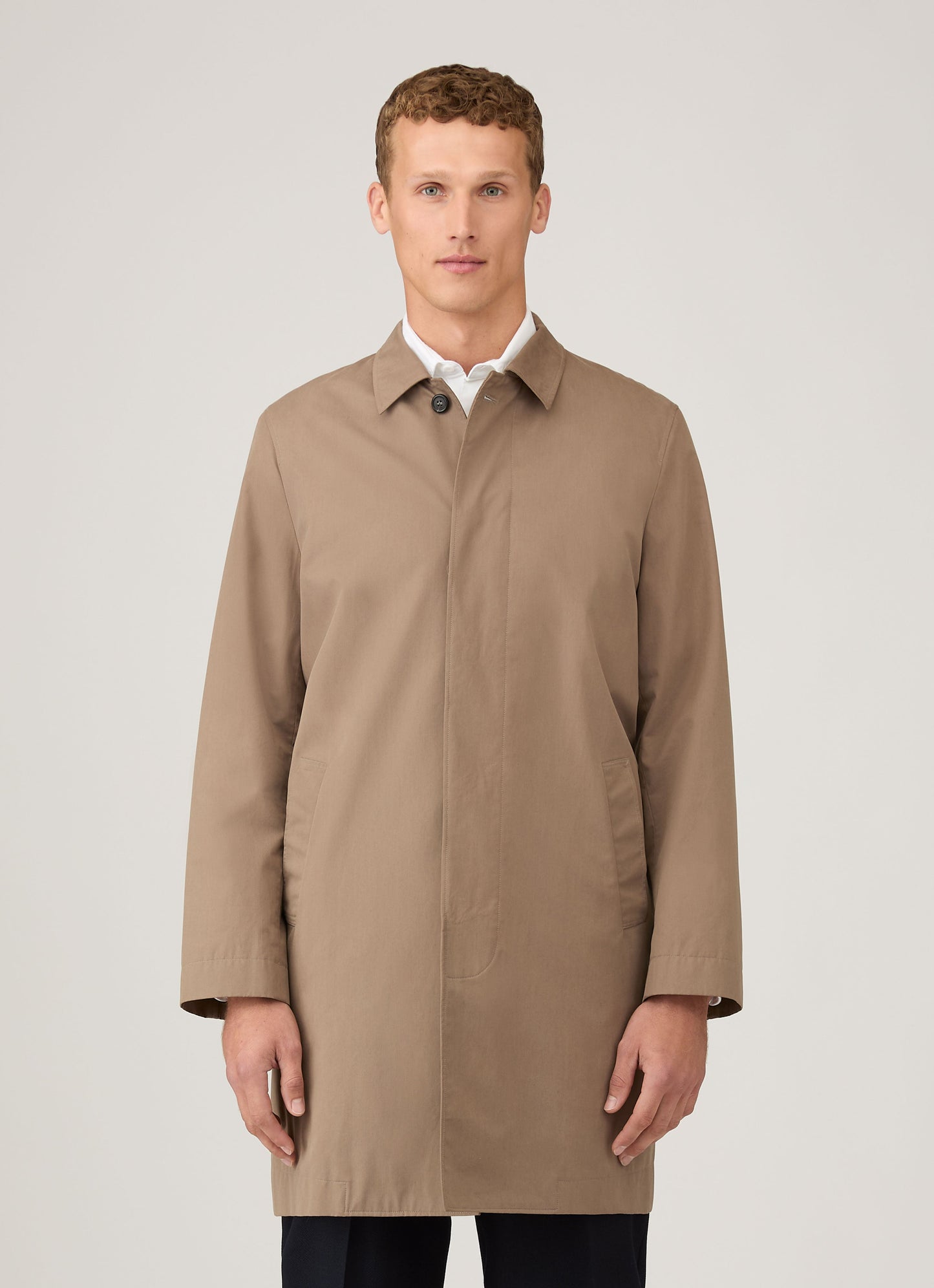 Mens Showerproof Cotton Mac In Dark Stone