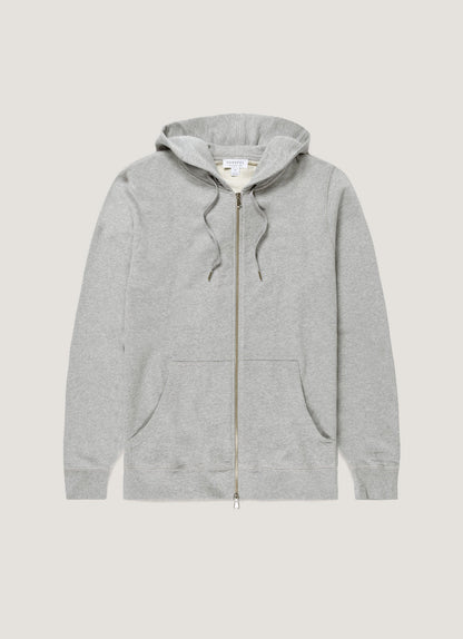 Mens Cotton Loopback Zip Hoody In Grey Melange Mhod1517