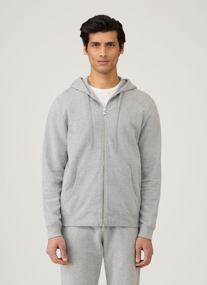 Mens Cotton Loopback Zip Hoody In Grey Melange Mhod1517