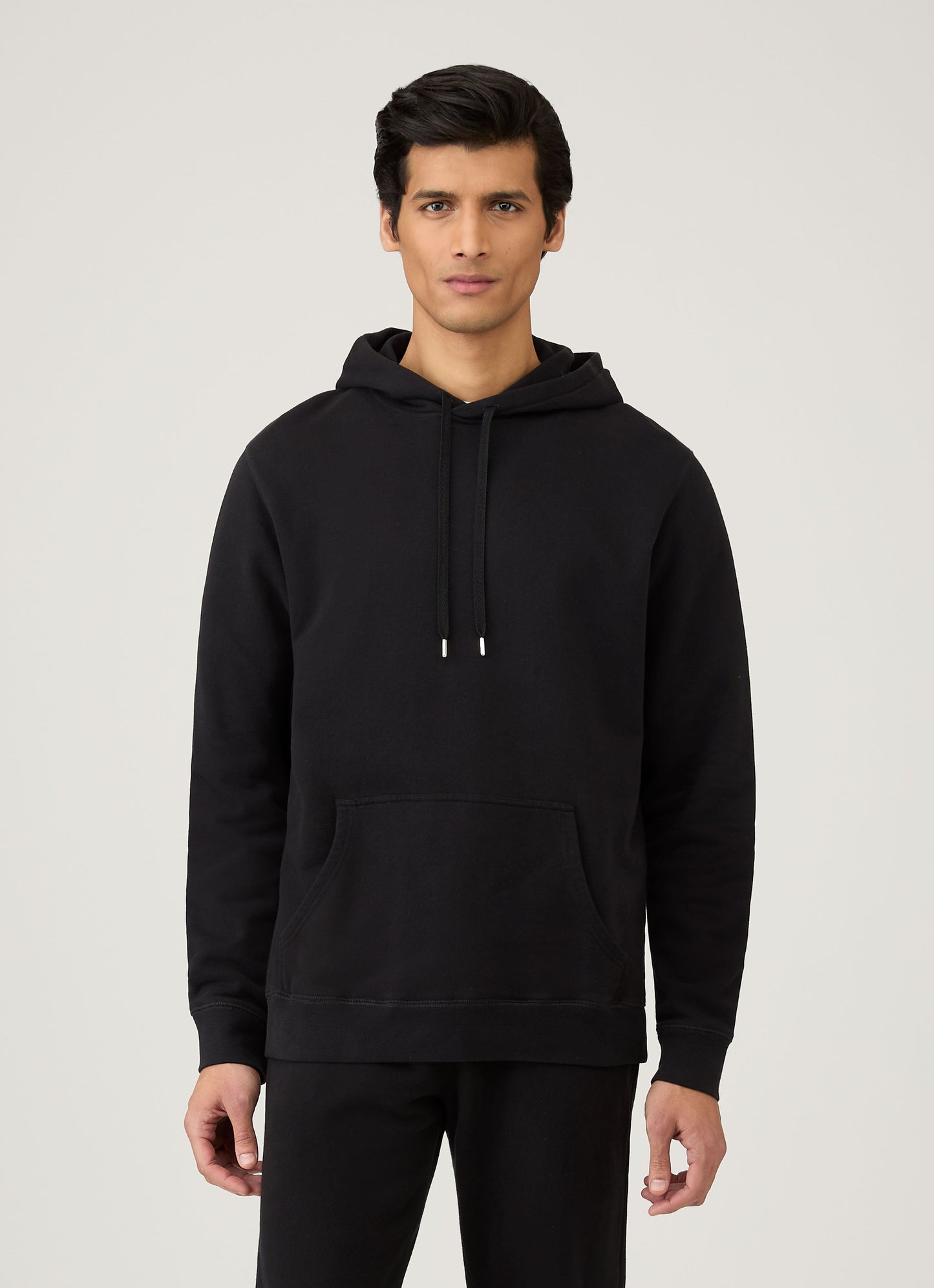Mens Cotton Loopback Overhead Hoody Black Mhod1525