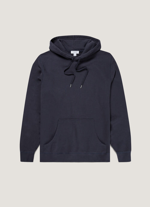 Mens Cotton Loopback Overhead Hoody In Navy