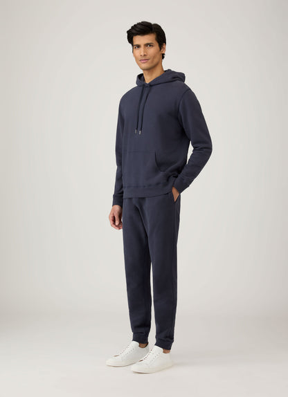 Mens Cotton Loopback Overhead Hoody In Navy
