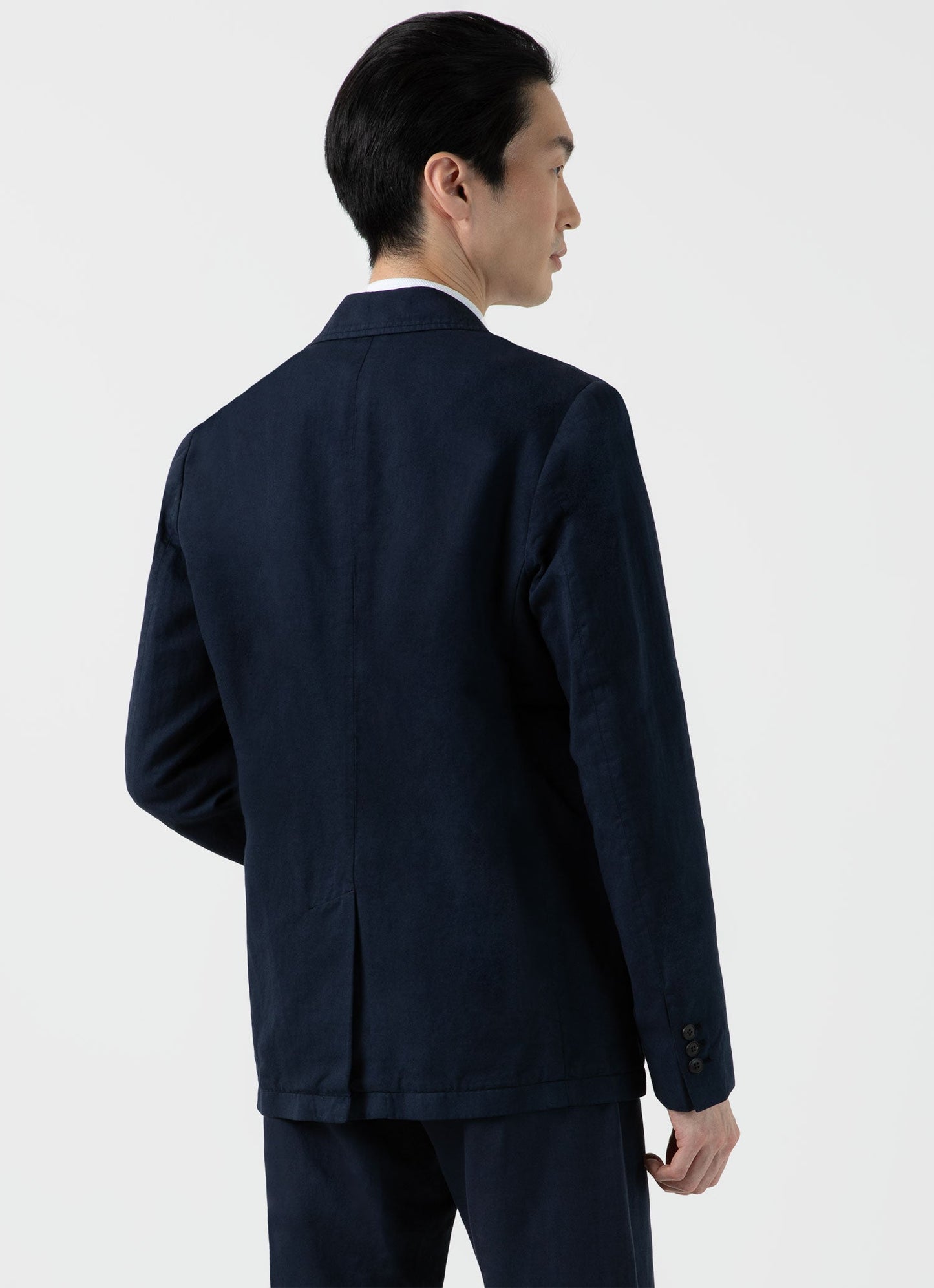 Mens Cotton Linen Unstructured Blazer In Navy1