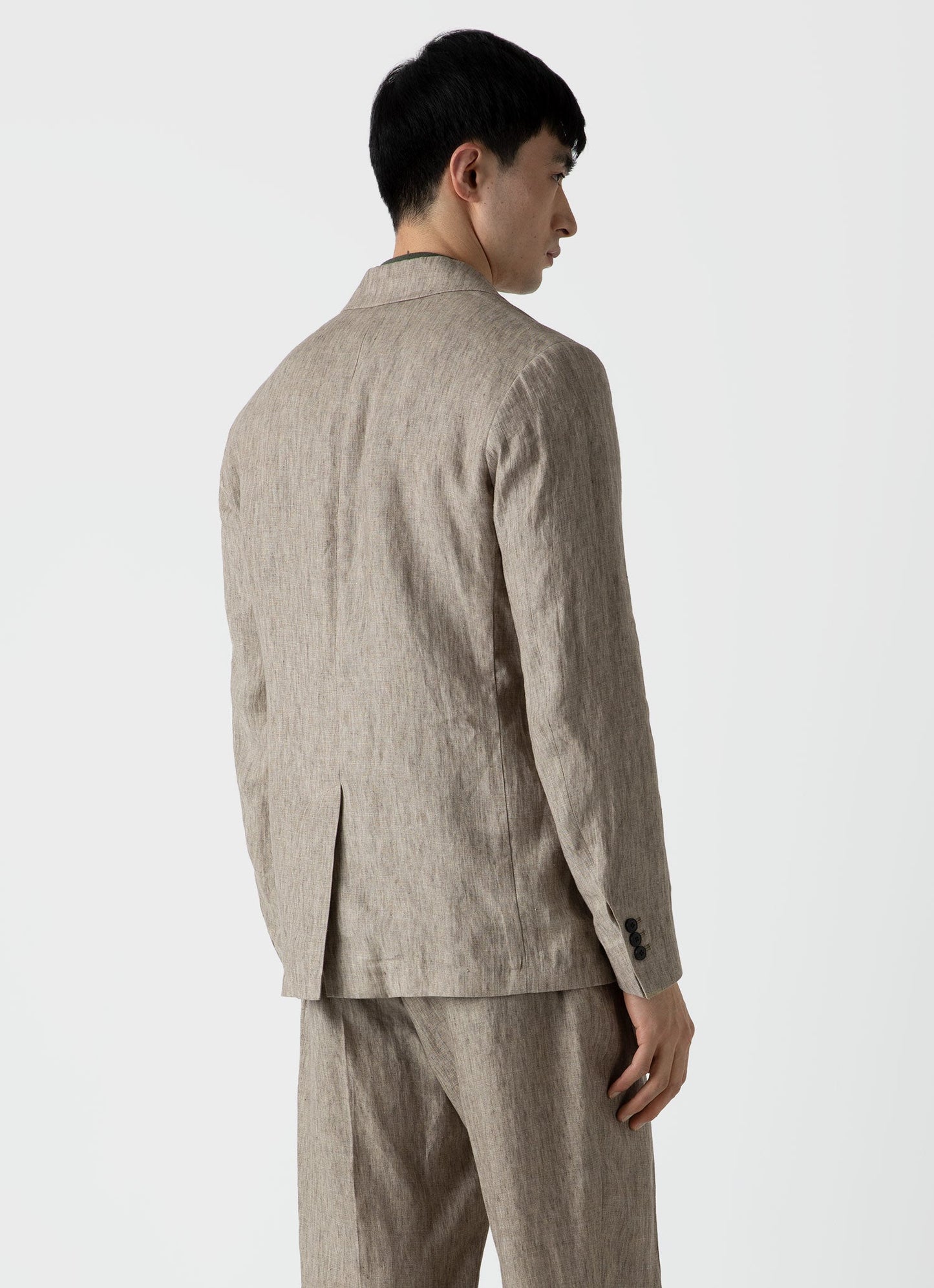Mens Linen Blazer In Dark Stone