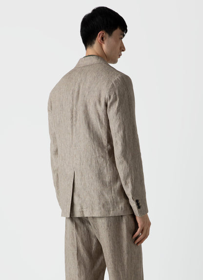 Mens Linen Blazer In Dark Stone