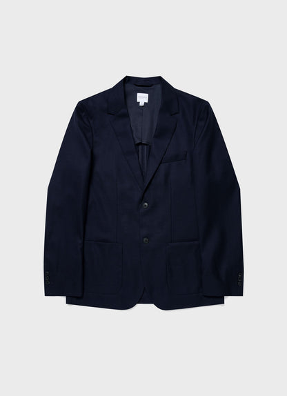 Mens Travel Wool Blazer In Navy Mjac7137 Buaa
