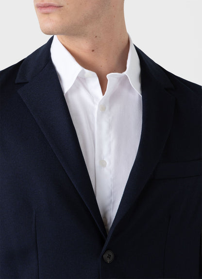 Mens Wool Flannel Blazer In Navy Melange Mjac7150 Buag