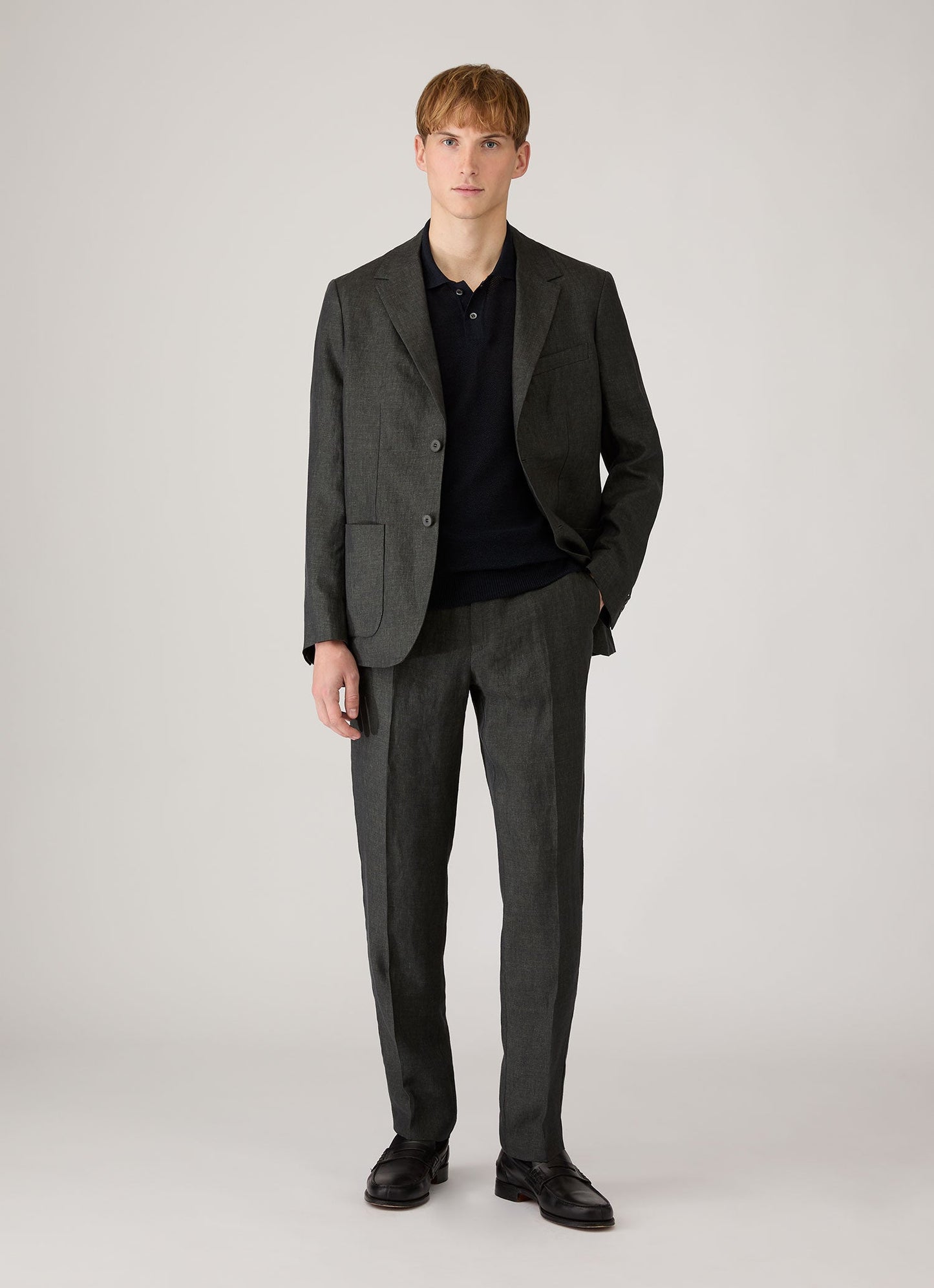 Mens Linen Blazer In Forest Mjac7186 Gnjd
