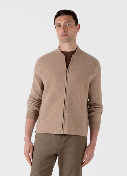 Mens Double Faced Bomber Jacket In Light Sandstone Mjac8265 Brfd
