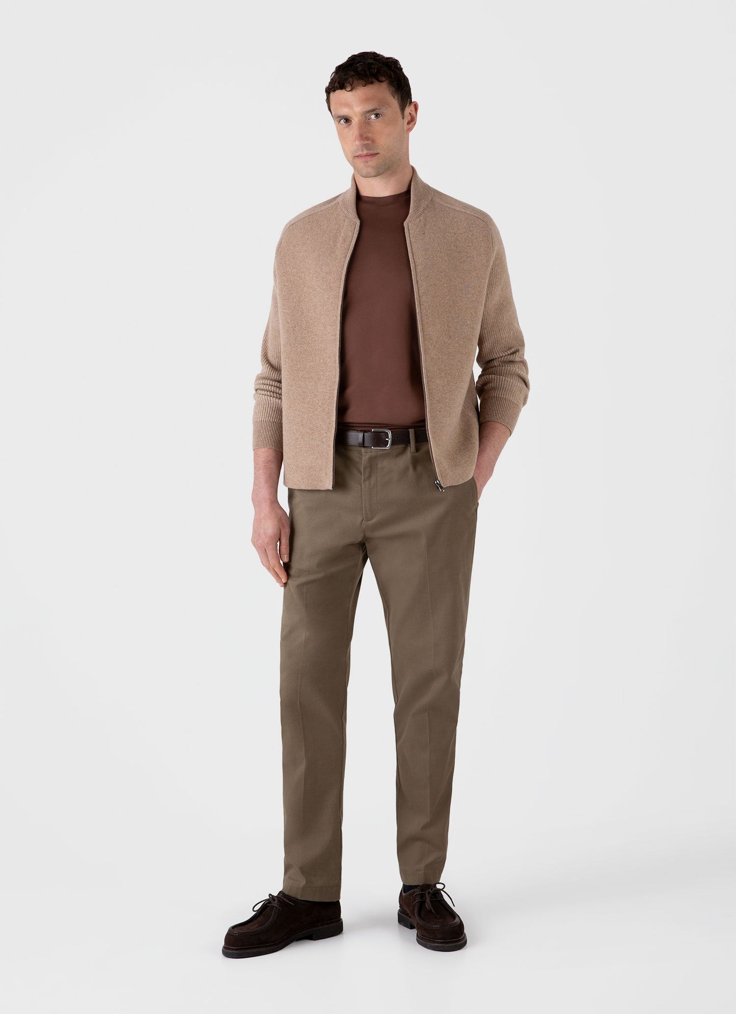 Mens Double Faced Bomber Jacket In Light Sandstone Mjac8265 Brfd