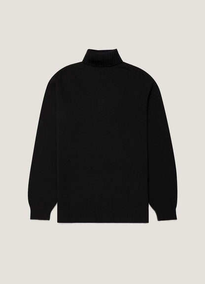 Mens Lambswool Roll Neck In Black Mjum8129 Bkaa