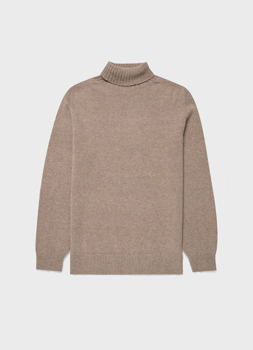 Mens Lambswool Roll Neck In Sandstone Mjum8129 Brfc