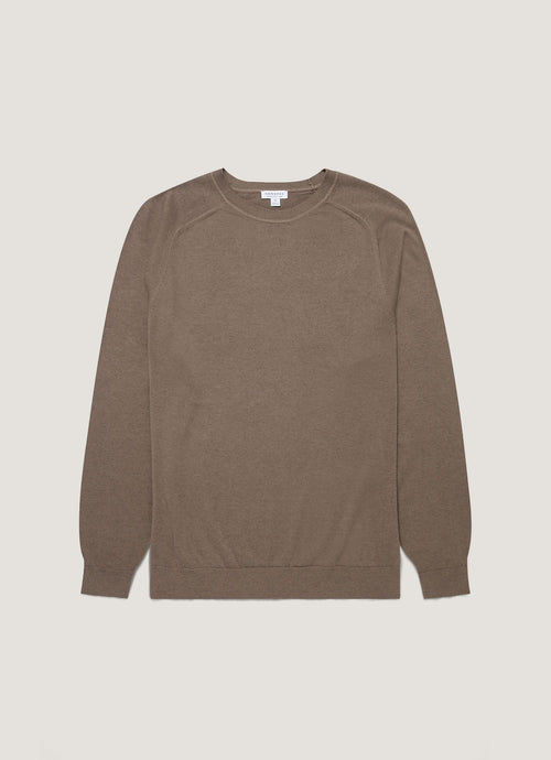Mens Sea Island Cashmere Crew Neck Jumper In Bark Mjum8203 Brgc