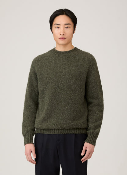 Mens Shetland Crew Neck Jumper In Sea Moss Mjum8266 Gnim