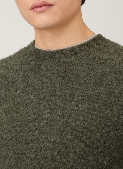 Mens Shetland Crew Neck Jumper In Sea Moss Mjum8266 Gnim