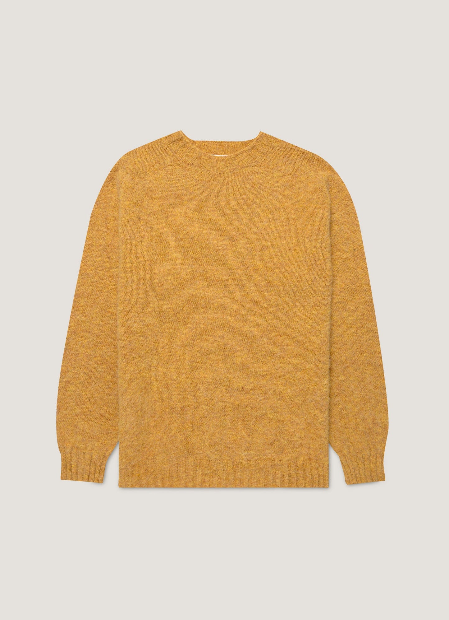 Mens Shetland Crew Neck Jumper In Saffron Mjum8266 Ylbh