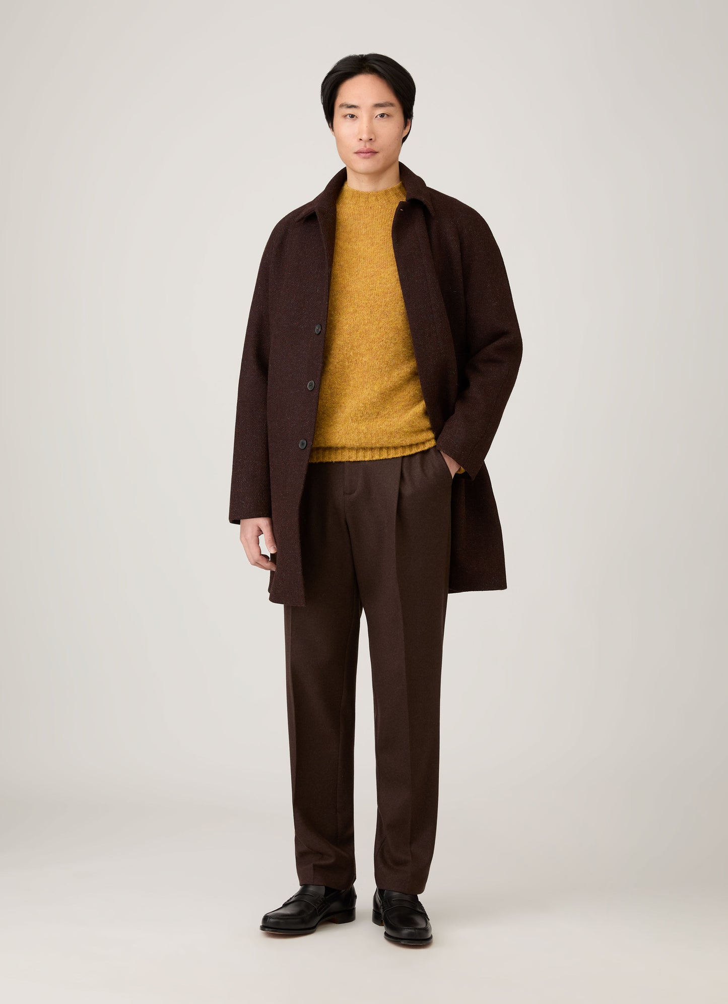 Mens Shetland Crew Neck Jumper In Saffron Mjum8266 Ylbh