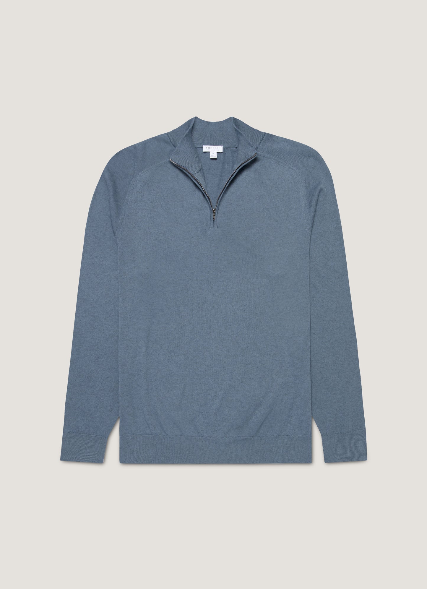 Mens Sea Island Cashmere Half Zip In Slate Blue Mjum8284 Buua