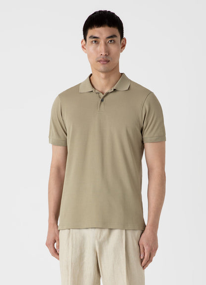 Mens Pique Polo Shirt In Pale Khaki Mpol1028 Gngz