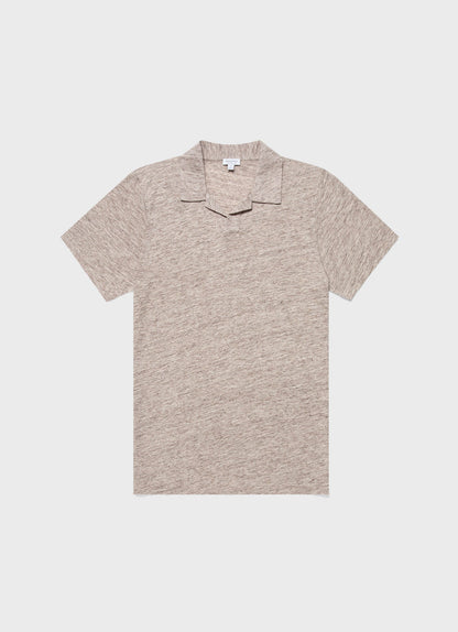Men S Linen Polo Shirt In Oatmeal Melange Mpol1058 Whao