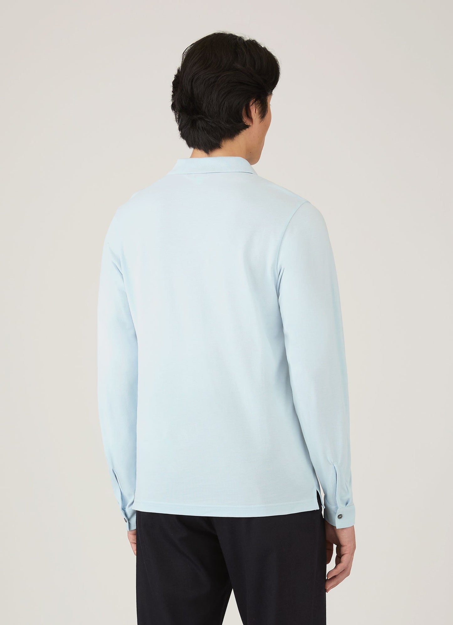 Mens Long Sleeve Pique Polo Shirt In Frost Blue Mpol1065 Buwo