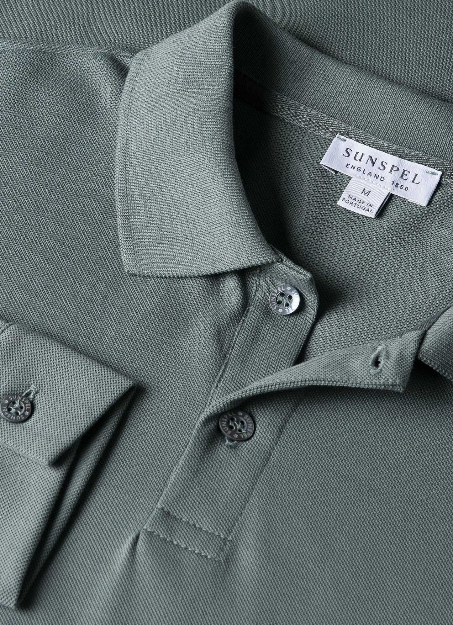 Mens Long Sleeve Pique Polo Shirt In Smoke Green Mpol1065 Gnhp