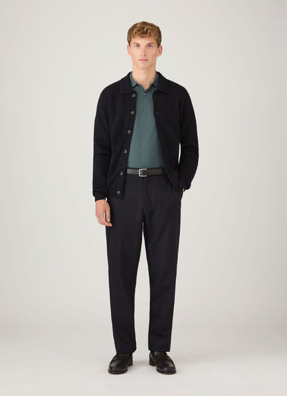 Mens Long Sleeve Pique Polo Shirt In Dark Petrol Mpol1065 Gnit